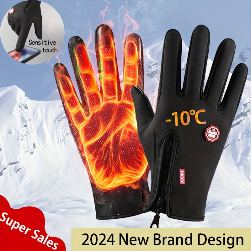 

Gants D'écran Tactile À L'hiver Fermeture À Glissière Réglable Gants Imperméables Courts Coupe-vent Alpinisme En Pêche Course À Pied Gants de Sport Unisexes