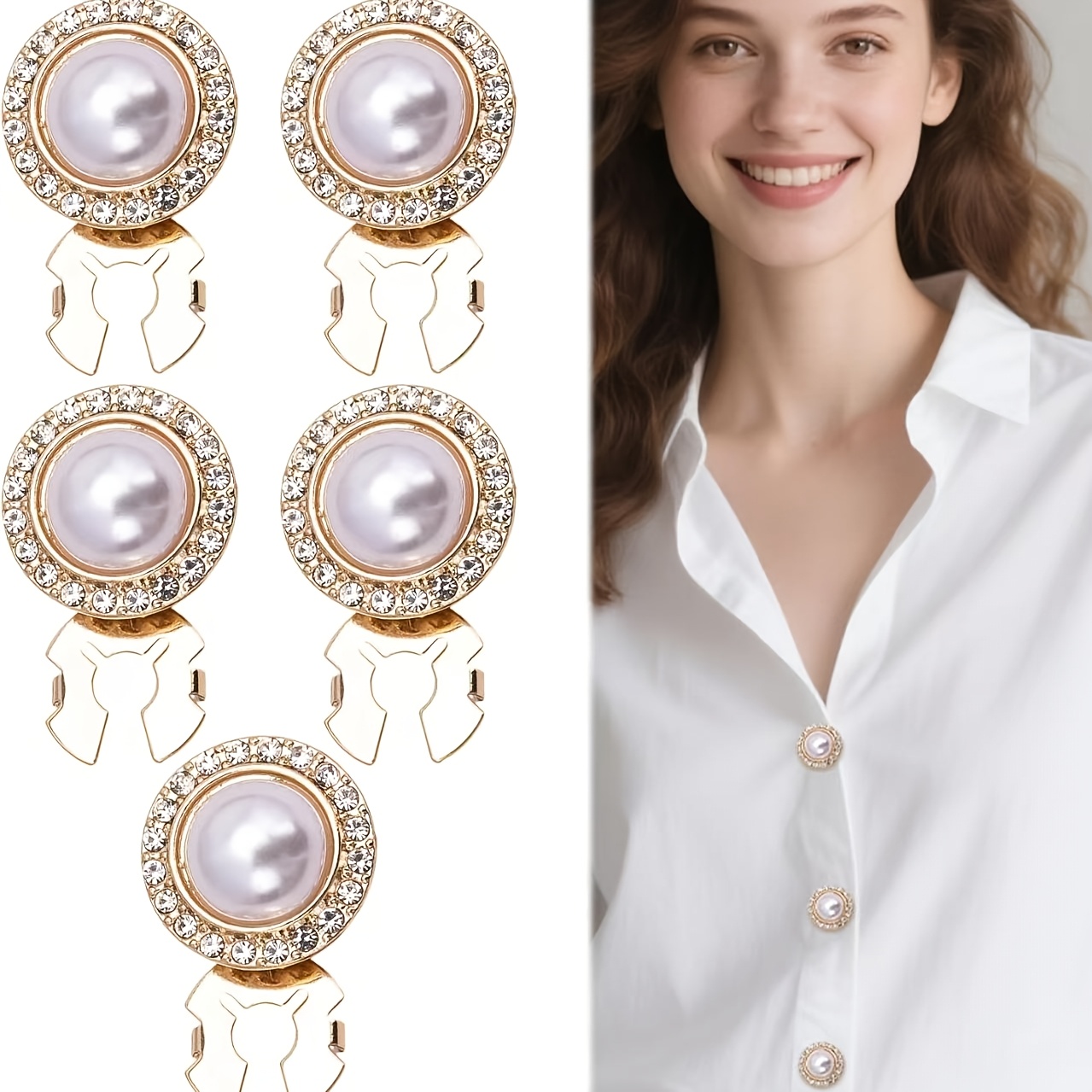 TEMU 5pcs Creative Decorative Shirt Button Set, Fashionable Embellishment For Men And Women, Business Casual Formal Wear Buttons, Clothing