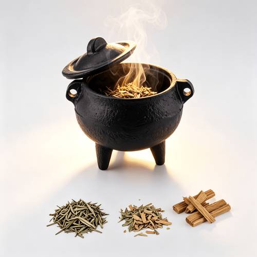1pc Cauldron Smudge Pot with Snuffer Lid - Burner for , Palo , , Women S Decor