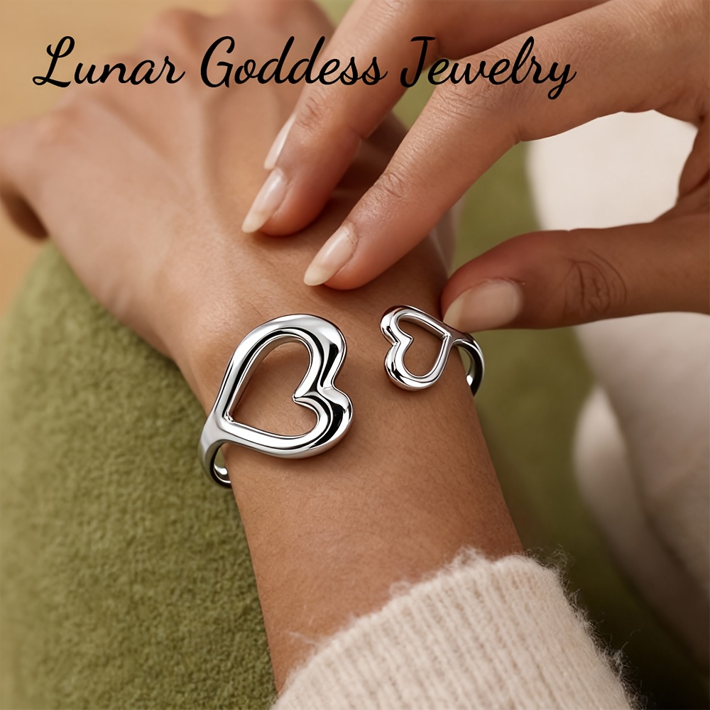 TEMU 1pc Hollow Cuff Bangles Bracelet Elegant 304 304 304 304 Stainless Steel Waterproof Party Jewelry Christmas Mama Her Gift