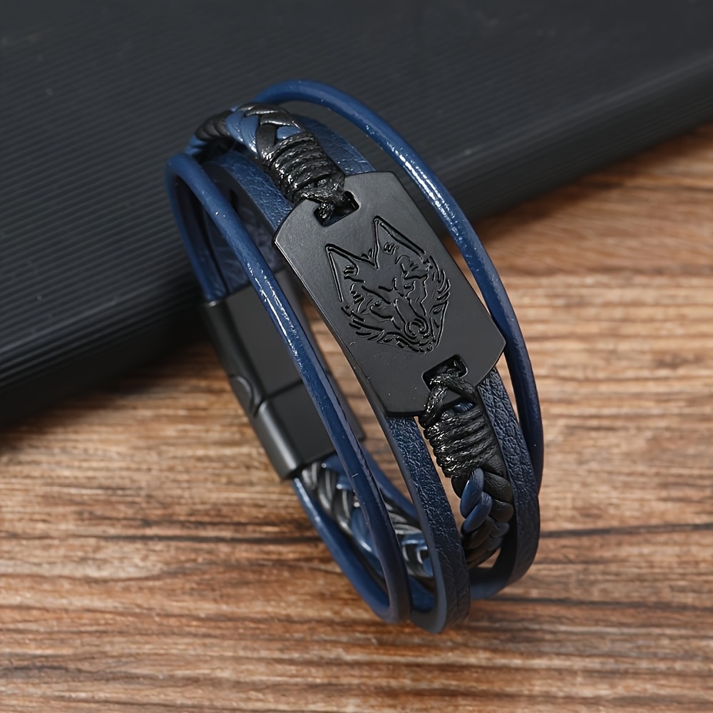 TEMU Bracelet 1 pièce pour homme en PU avec motif de , bijou de bracelet décontracté/ Cadeau pour petit ami/ Cadeau de / Cadeau d'anniversaire
