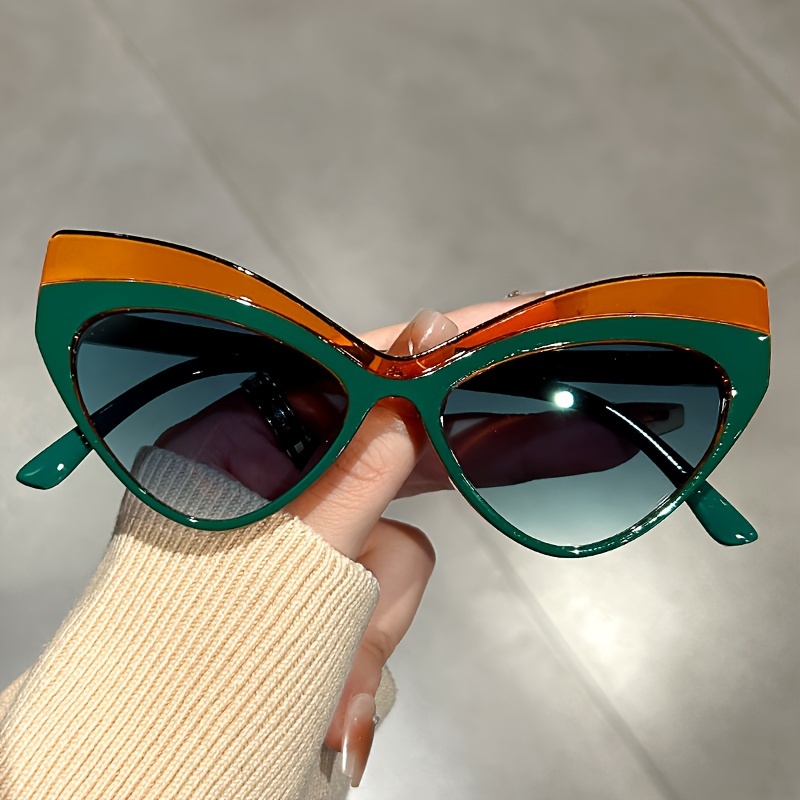 

Oversized Cat- Glasses For Women Men, Colorblock Shades For Driving Beach Travel, & Lens