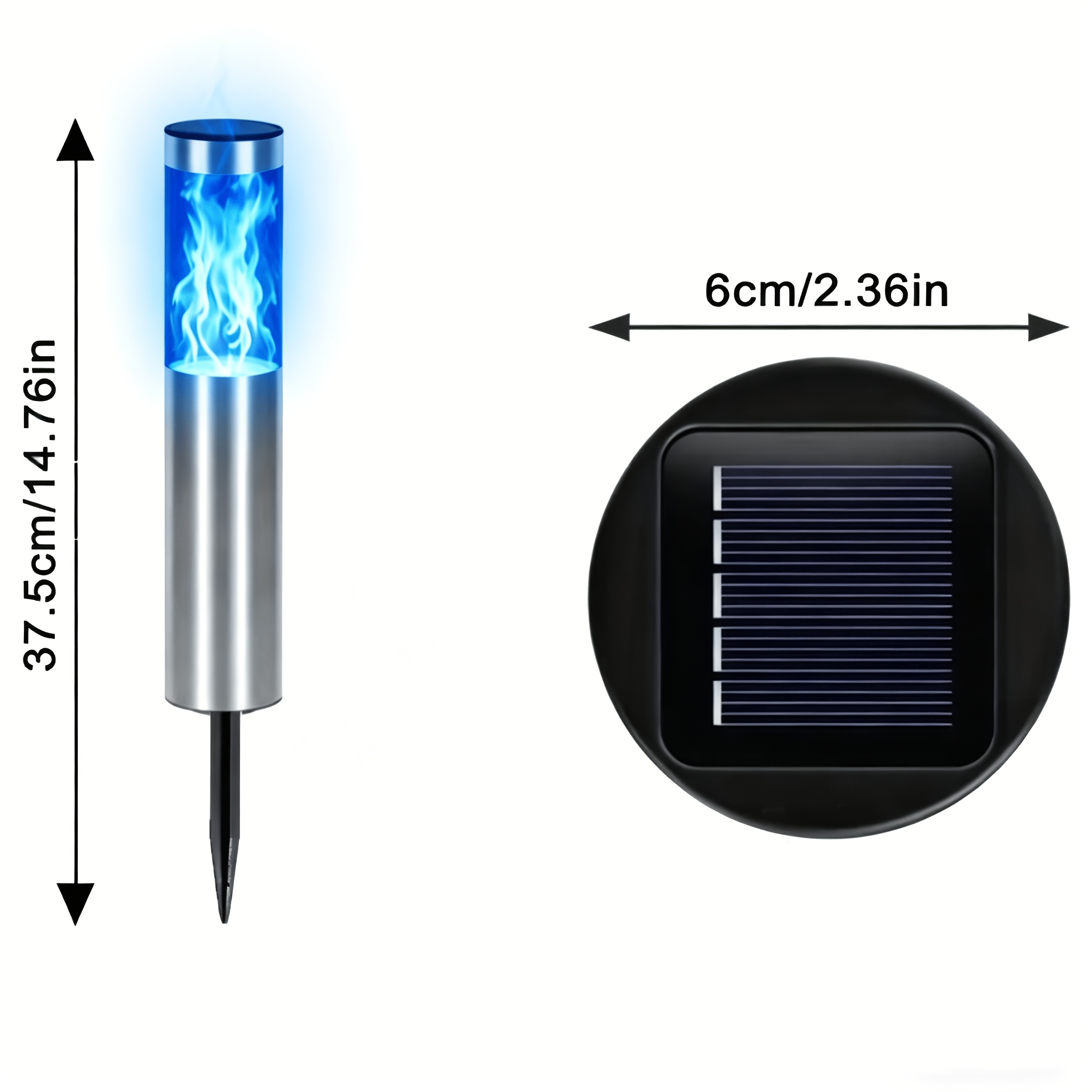 Lampe solaire ronde bleu LED pour extérieur, éclairage décoratif solaire de jardin, luminaire paysager et torche pour cour, jardin, allée, trottoir, décoration de vacances