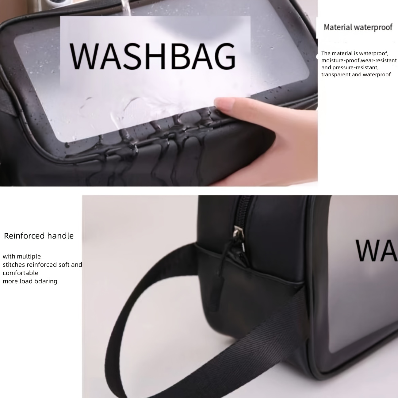 1pc Waterproof PVC Toiletry Bag - Lightweight Travel Cosmetic Organizer with Clear Window, Stain-Resistant Minimalist Design, Top Handle & Zipper Closure for Beach, Gym, Commute, Gym Storage | Sleek Appearance | Stainresistant Material, Toiletry Travel Bag