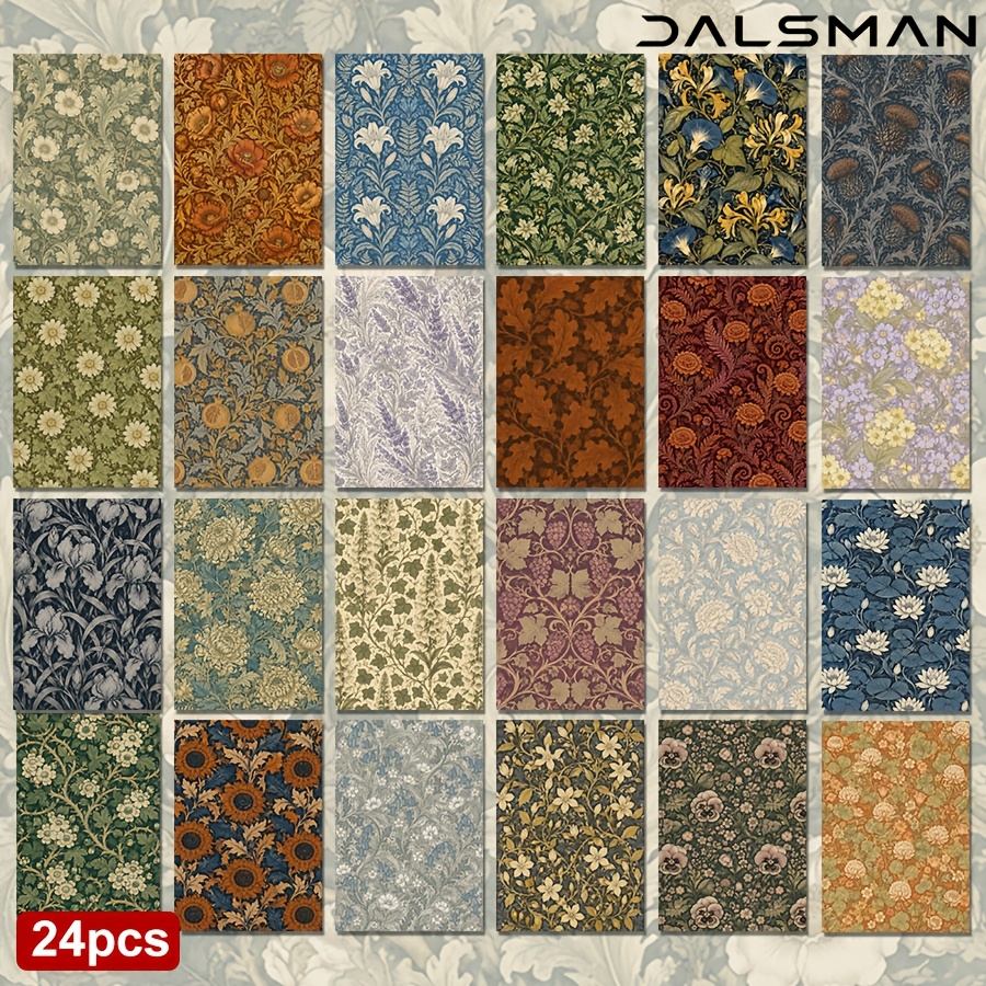 TEMU 24-pack Vintage Floral Postcards Set Prints For Stationery Collection Greeting Cards For And Home Decor Wall Art Display Dalsman
