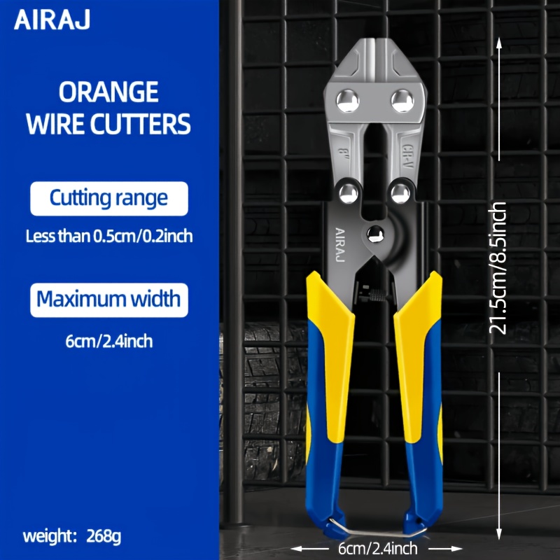 TEMU 1pc Airaj 8 Inch Heavy Duty Wire Cutters, Steel Mini Cutter, Labor Saving Wire Cutting Pliers With Non-slip Handle, Hand Tool For Steel Wire,