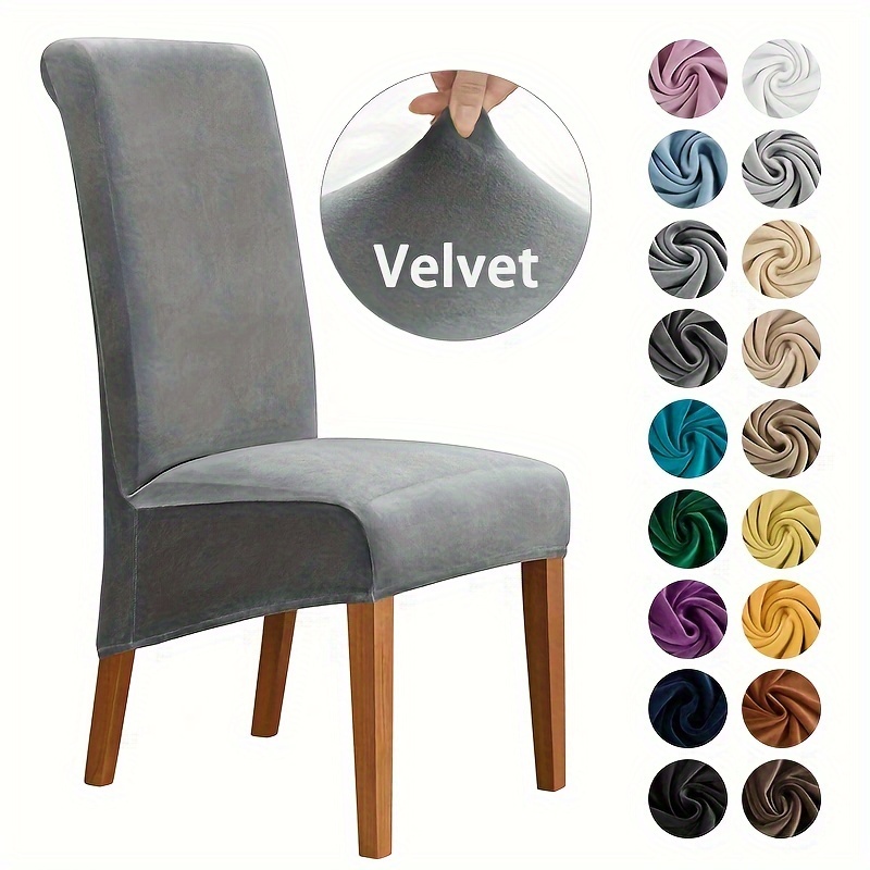 Alishomtll Lot De 4 Housses De Chaise Velours Froissé Extensible Champagne – Élégantes, Lavables, Pour Mariage, Banquet & Salle à Manger