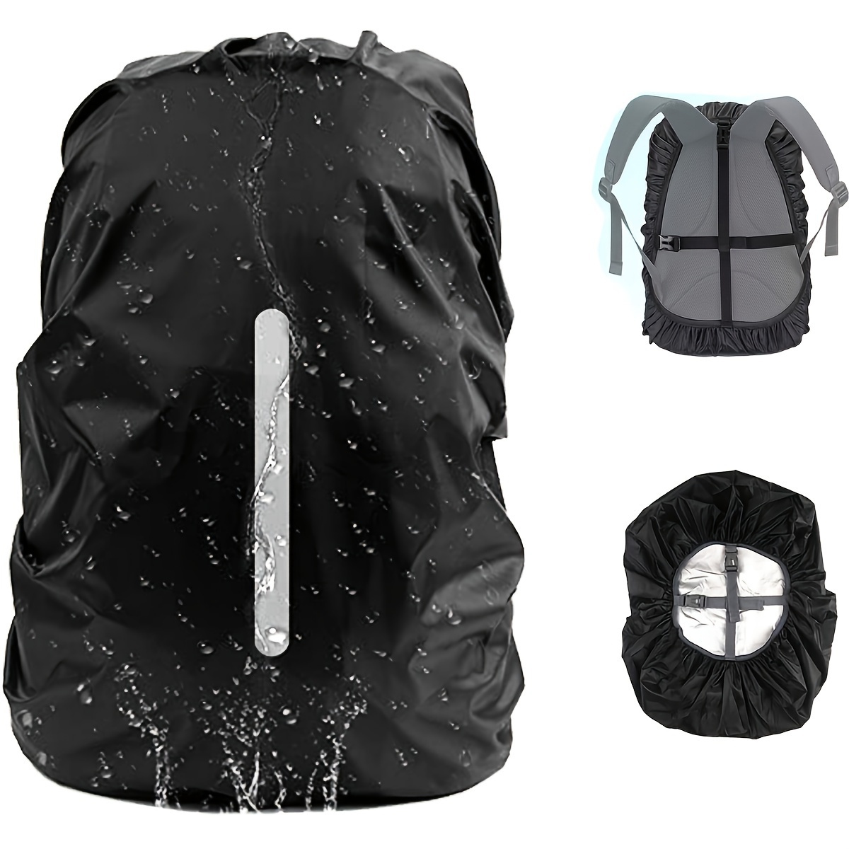 TEMU 1pc Waterproof Rain Cover With Reflective Strap For Backpack (18-25l), With 2 Adjustable Anti Slip Buckle Strap, Rainproof, Snowproof, Dustproof Covers