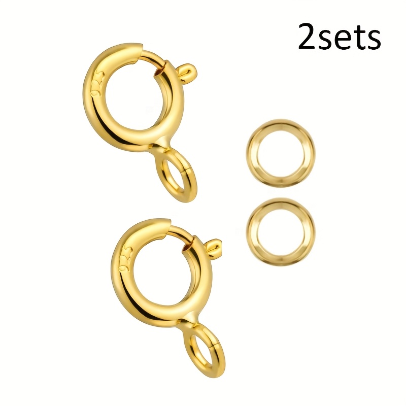 Image of 2sets 925 Silver Necklace Clasps- 5mm Spring Clasps For Jewelry Making, 4mm Jump Rings, Jewelry Clasps And Closures, Suitable For Jewelry Making Necklaces Bracelet