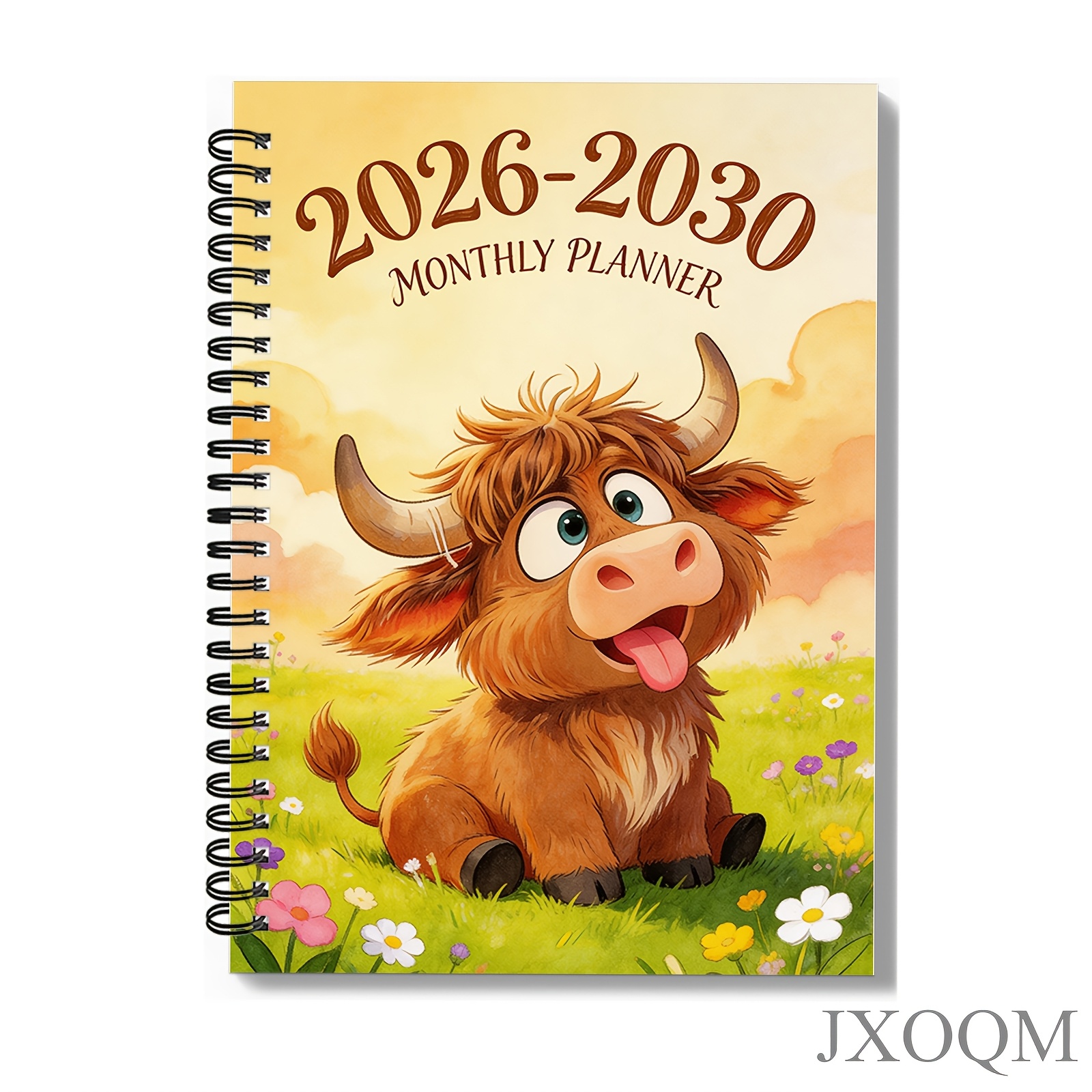 TEMU 1pc 2026-2030 Spiral Notebook, 5 Year Monthly Planner, Cute Highland Cow Cover, Yearly , Contact List, Notes Section, Agenda Organizer, For ,
