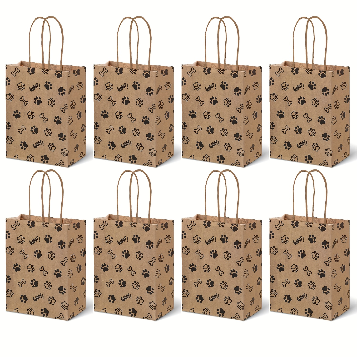 

8pcs & 16pcs Animal Footprint Paper Bags, Brown Candy Bags, Dog Paw Printed Gift Bags With Handles, Cartoon Patterns, Birthday Parties, Weekend Parties, Graduation Ceremonies