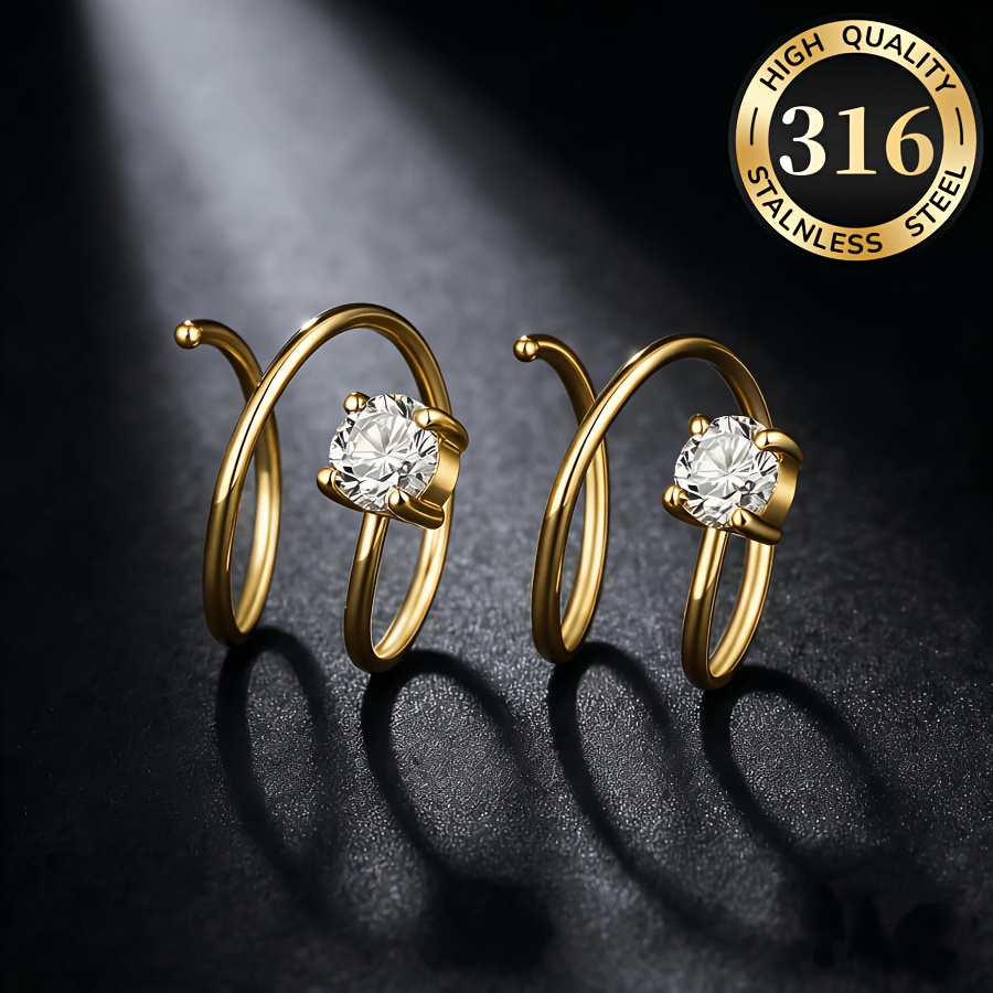 TEMU 2pcs 316l Stainless Steel Minimalist Elegant Septum Piercing Fashion Single Loop Nose Ring, Suitable For Men And Women, Suitable For Daily Party