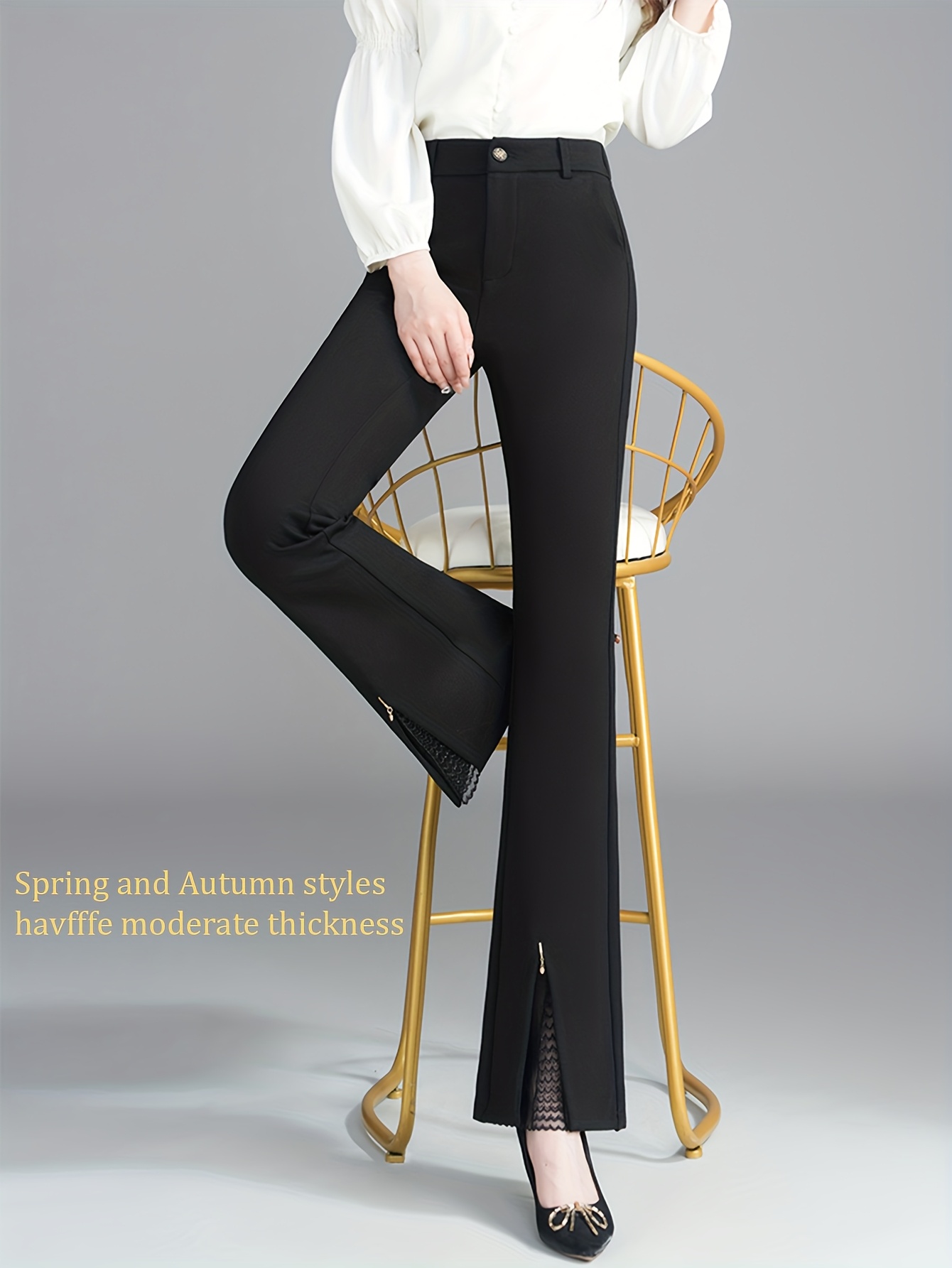 womens black suit pants high end drape spring - Temu United Kingdom