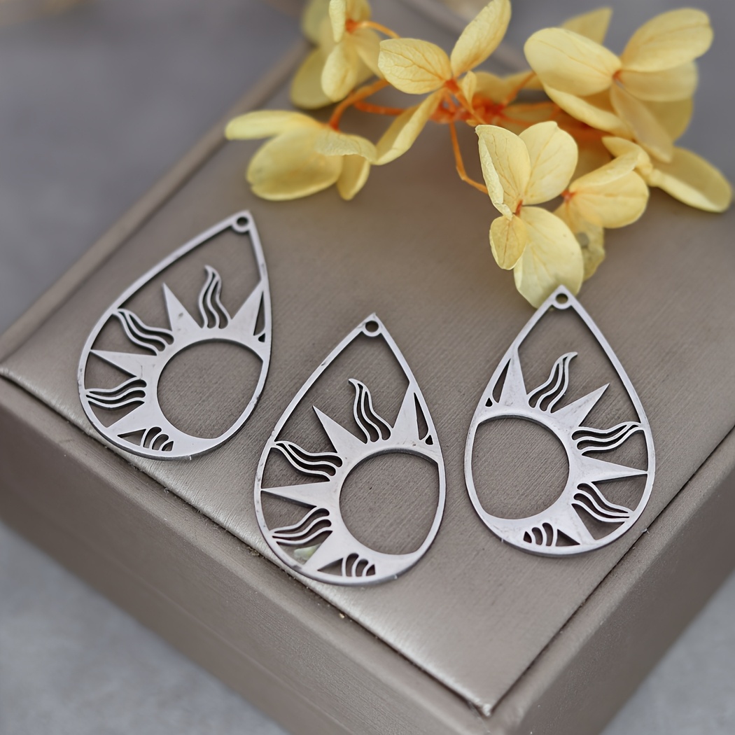 Image of 3pcs Stainless Steel Sun Pendant Charms For Jewelry Making Diy Craft Tassels Earrings Necklace Waterproof Accessories