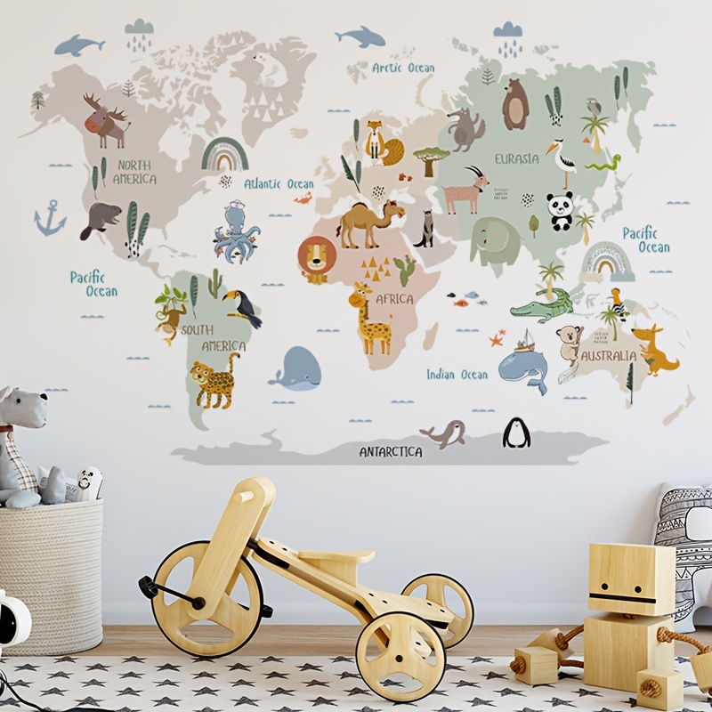 TEMU Cartoon Map Wall Sticker Room Decoration Early Education Map Stickers