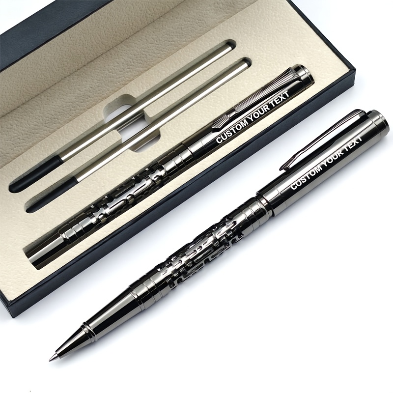 E-shop 1 Set modischer und hochwertiger Luxus-Signaturstifte mit Metallstiftbehälter, kostenlose Gravur, personalisierte Lasergravur,