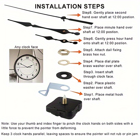 DIY Quartz Wall Clock Movement Kit, 39.88 cm Diameter Compatible, Plastic Repair Parts with Assembly Required, Replacement Mechanism for Home Clocks details 0