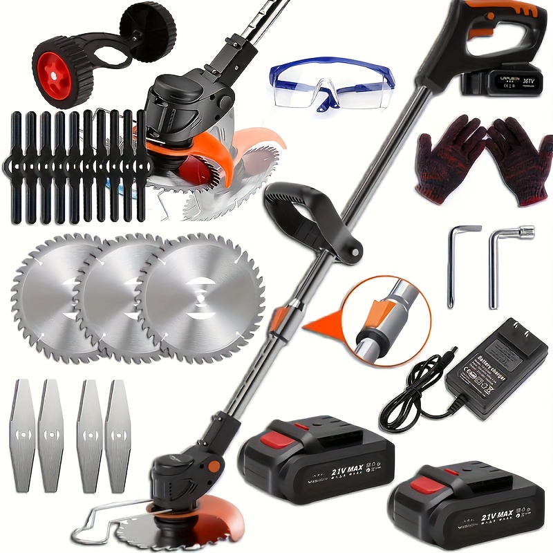 small portable electric lawn mower for home use li   cordless handheld mower multifunctional lawn mower for garden 3in 1 cordless lawn trimmer with 3 blades and rechargeable cordless lawn mower gift for dadeaster details 0