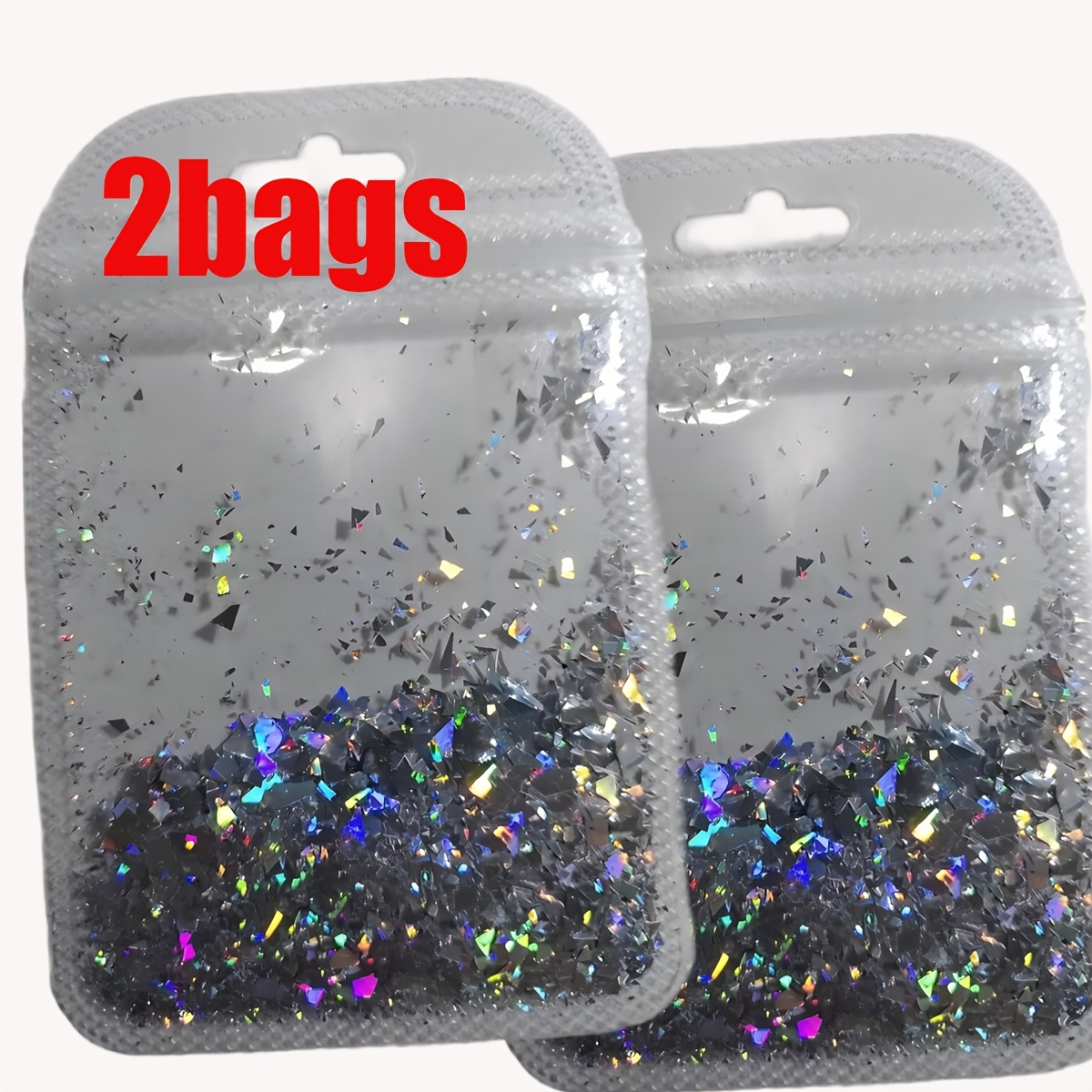 TEMU 2 Sacs 3D Holographiques Iridescent Nail Art Paillettes Scintillantes Laser Argenté Irégulier Paillettes à Ongles Décorations de Manucure