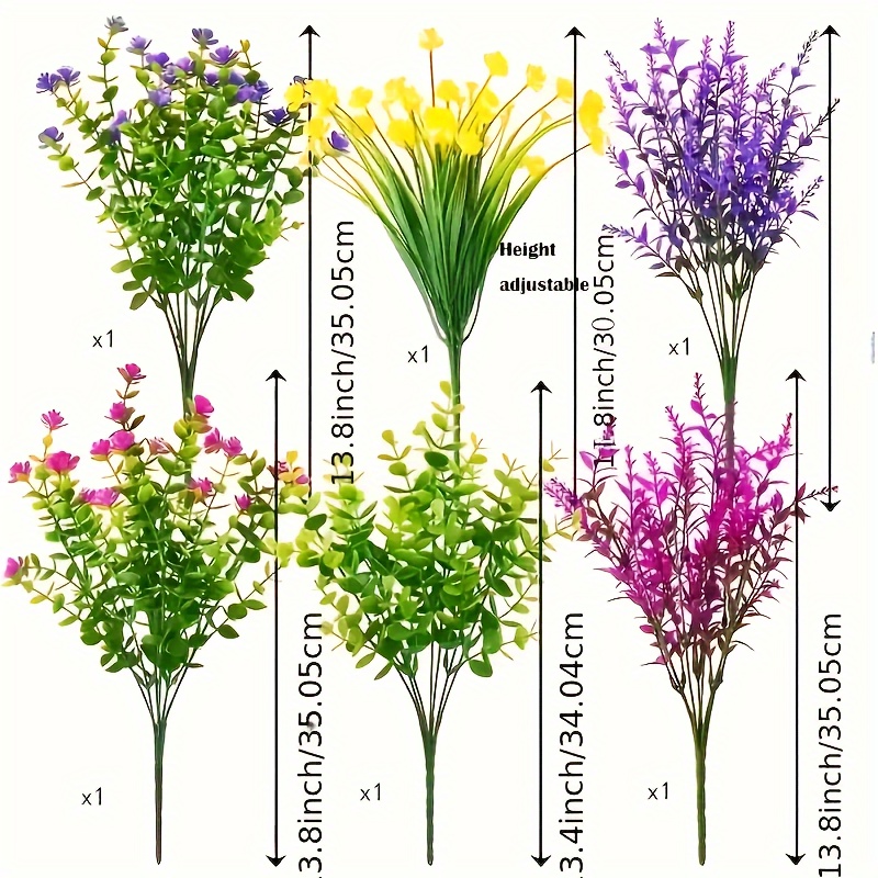 TEMU 6 Paquetes de Flores Artificiales Resistentes a los Rayos UV - Perfectas para Jardín, Patio, Porche, de Ventana y Más!