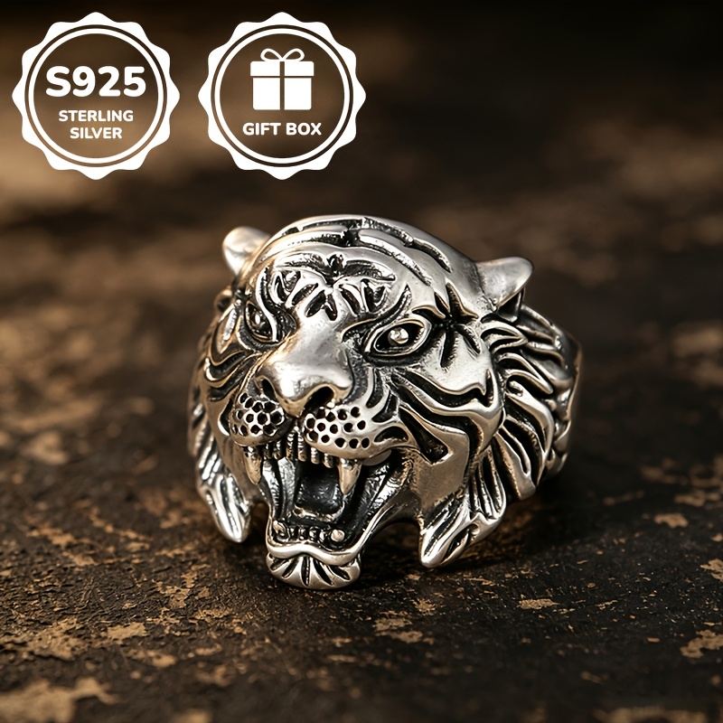 1pc S925 925 Silver Retro Ring, Exquisite Carving, High-end Jewelry, Unisex, Open Adjustable, Suitable For Daily Casual And Business Occasions
