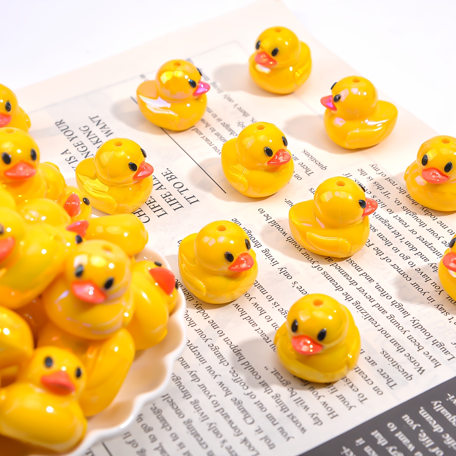 TEMU 5pcs 23x23mm Yellow 3d Small Yellow Duck Pattern Silicone Beads For String Bead Pen Handmade