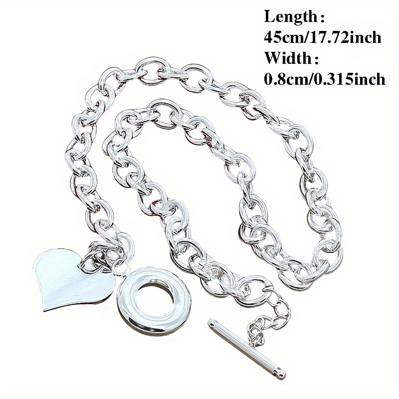 TEMU 925 Sterling Silver Heart-shaped Pendant Necklace With T-shaped , Perfect For Jewelry, Christmas And Thanksgiving Gifts For Party Ladies