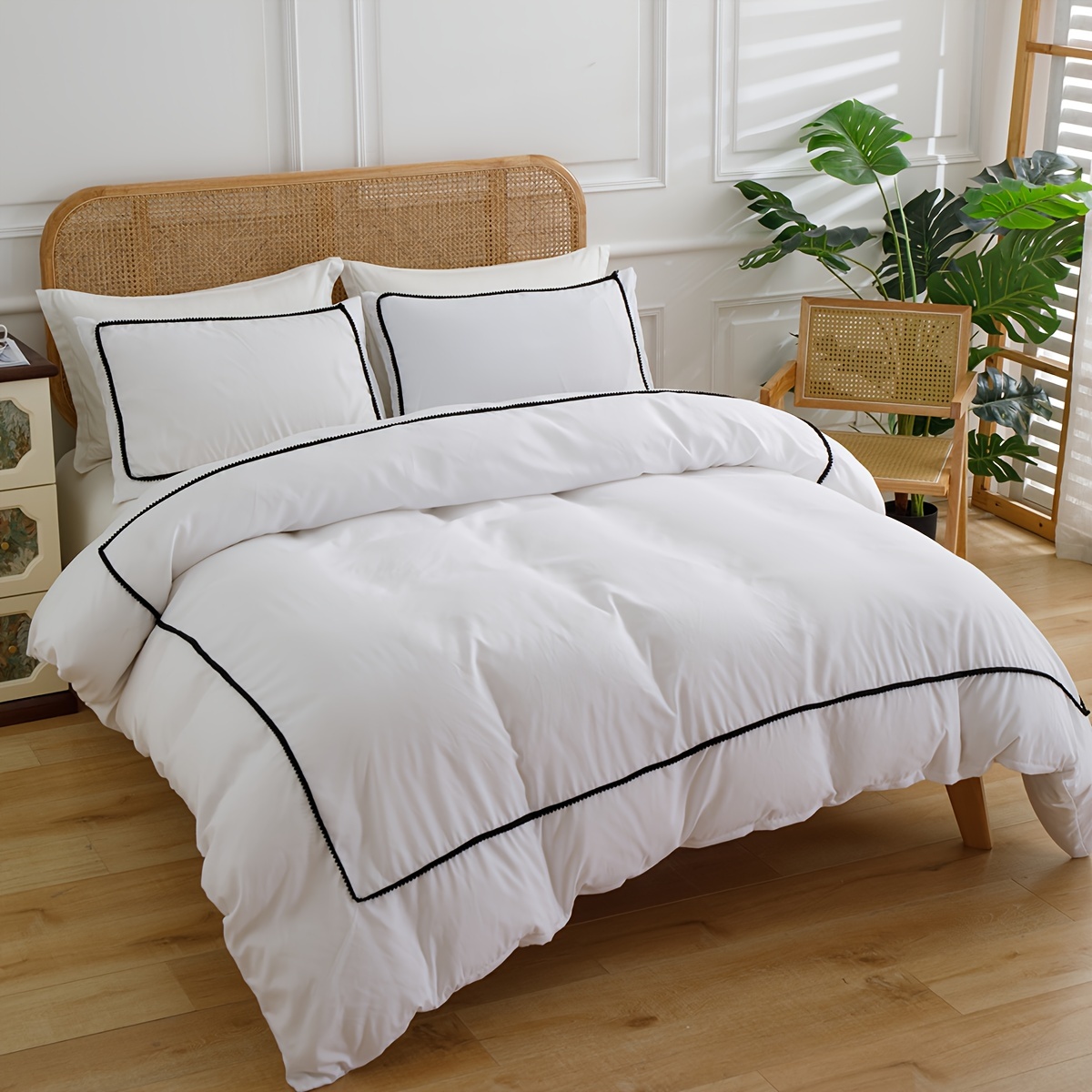 3pcs Fashionable Minimalist Versatile Duvet -piece Set, Bedroom And (1 Duvet Cover + 2 Pillowcases)