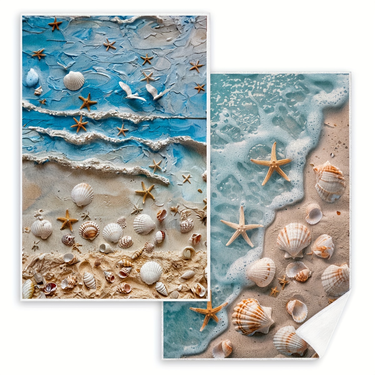 TEMU 2pcs Set, Hand Towel, Kitchen Decorative Dish Towels, Scouring Pads, Absorbent Cloth Tea Towels, Suitable For Cooking, Baking, Housewarming Gifts, Cleaning Supplies, Bathroom Supplies