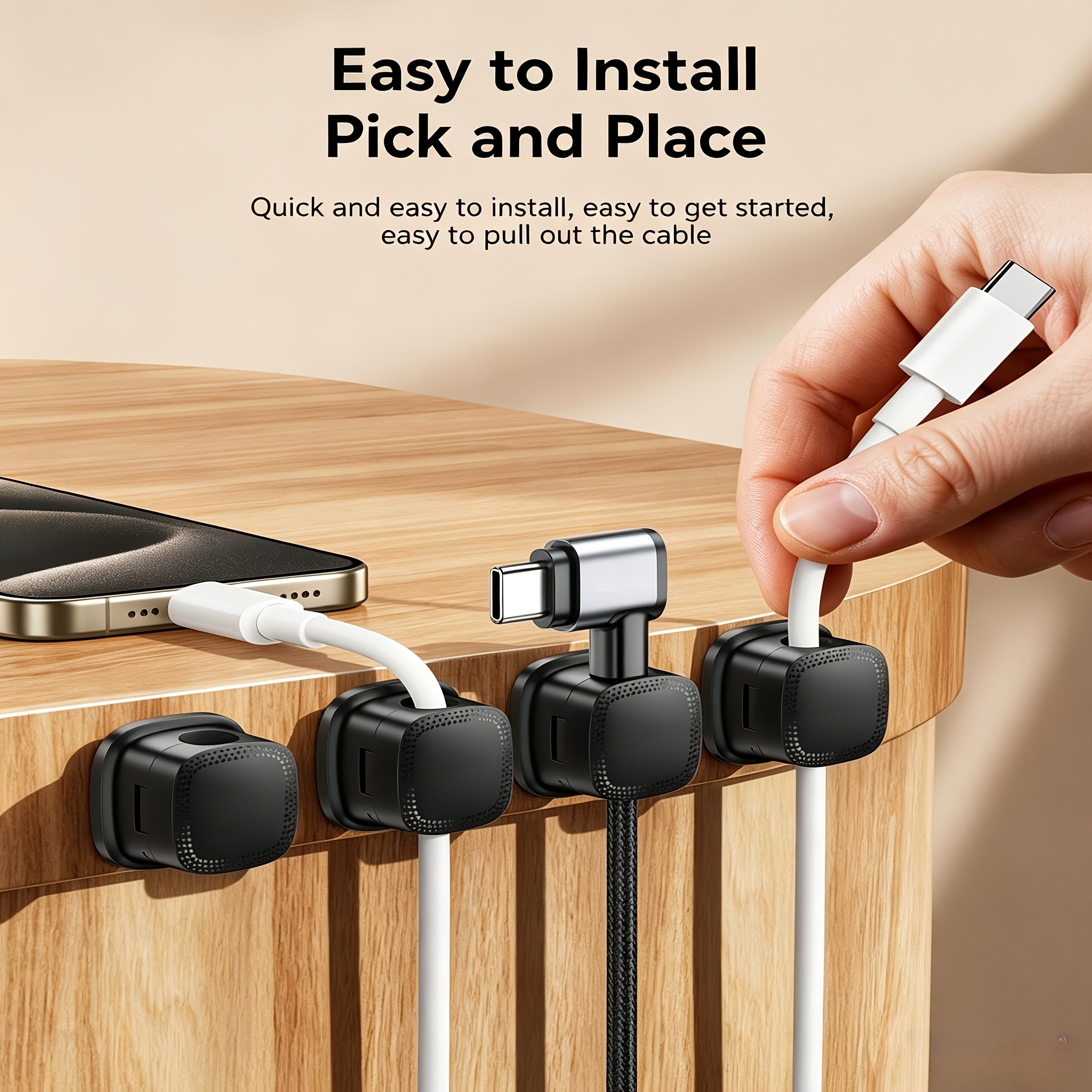 18pcs Self-adhesive Cable Organizer Clips, No-drill Cord Management Holder For Wire Storage, Adhesive Network Cable Clamps, Desk Wire Manager