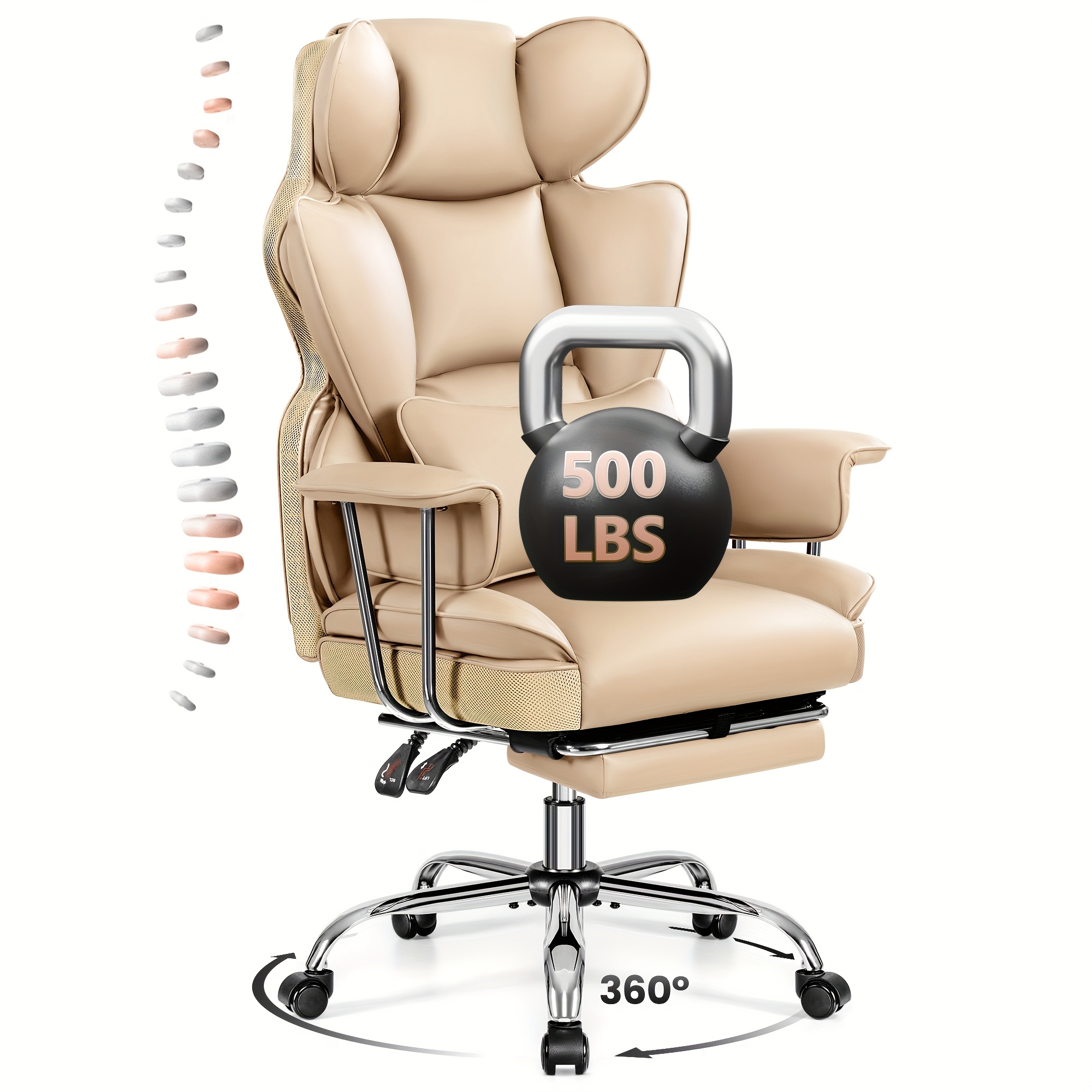   premium ergonomic office chair designed for larger individuals executive high back leather featuring   lumbar support and built in footrest ideal for     and work environments