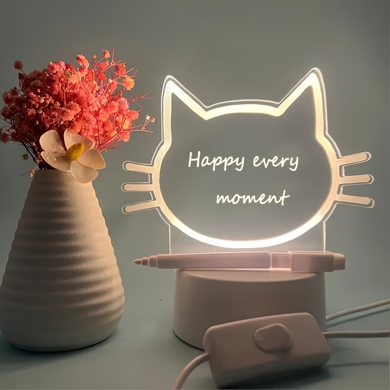 

Cat Shaped Usb-powered Led Neon Sign With Message Writing Area, Creative Gift , Desk Lamp For Bedroom, Decorative For Living Room, Dining Room, , Wedding Decor, Usb Connection, No Battery Required