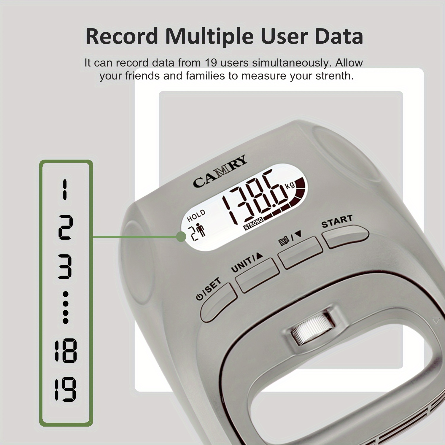 1pc Camry Digital Hand Dynamometer for Measuring Grip Strength, an Electronic Handheld Device with a Backlit LCD, Suitable for Sports, Educational Institutions, And Home Use, with a Capacity of 400Lbs/180Kg, No Batteries Required.