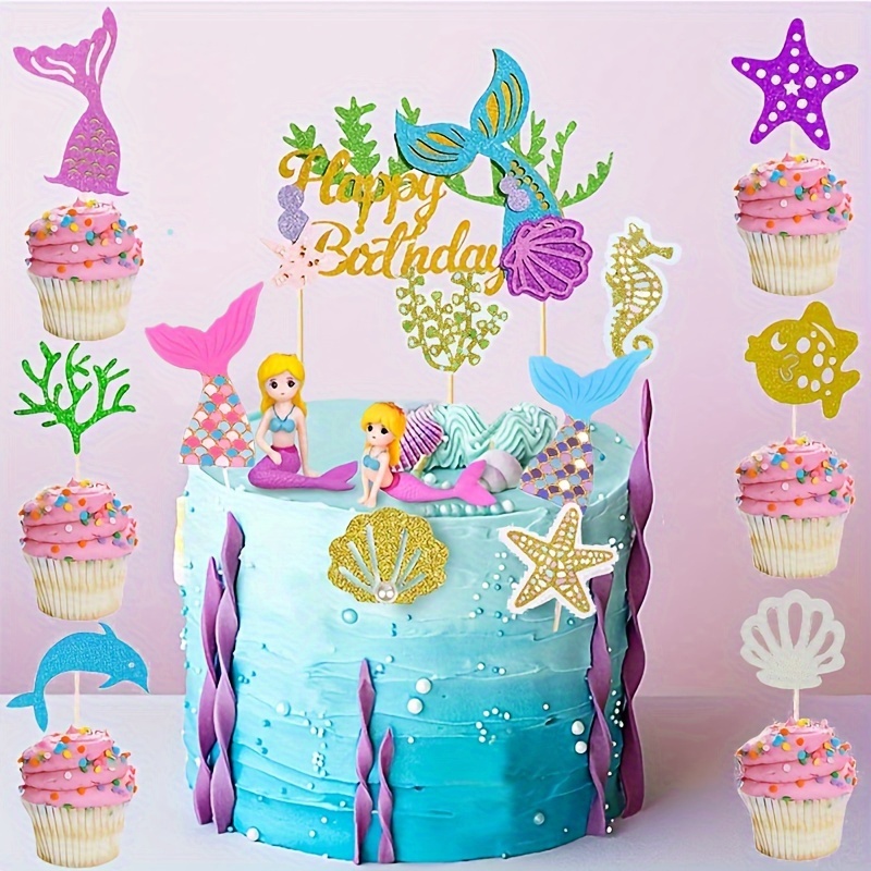 Mermaid Cake Toppers Sea Mermaid Tail Cake Decorations - Temu
