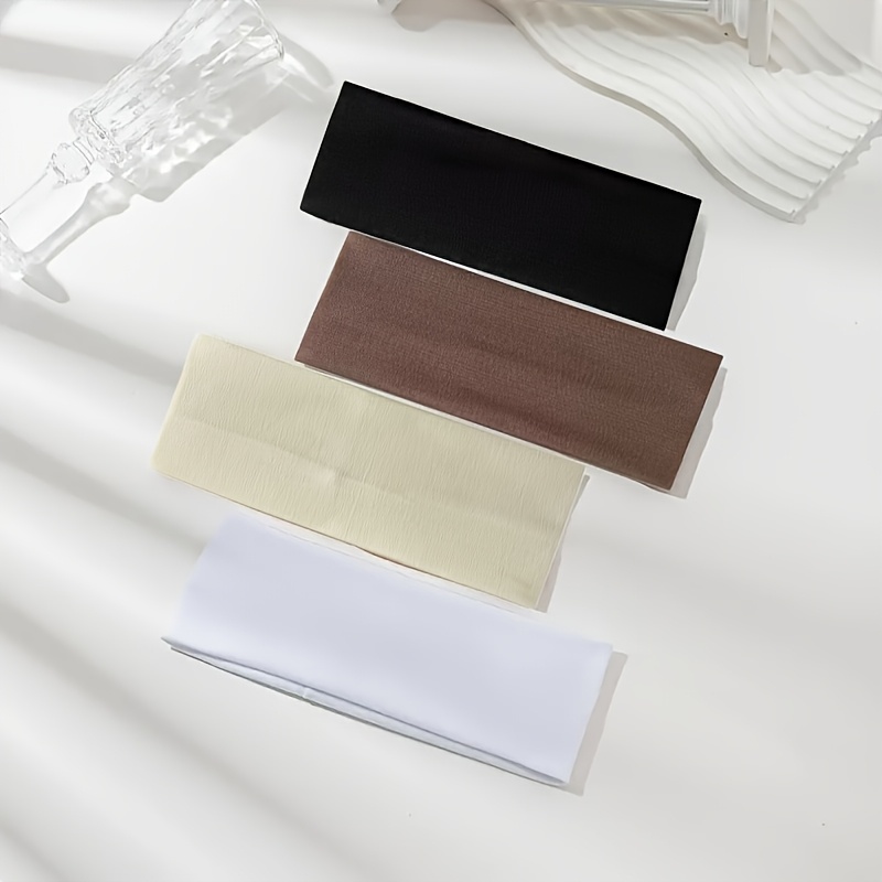 TEMU Four-pack Solid Color Versatile Unisex Elastic Headbands - Non-slip, Sweat-absorbent Soft Fabric, | Minimalist Headbands | Soft Fabric, Suitable