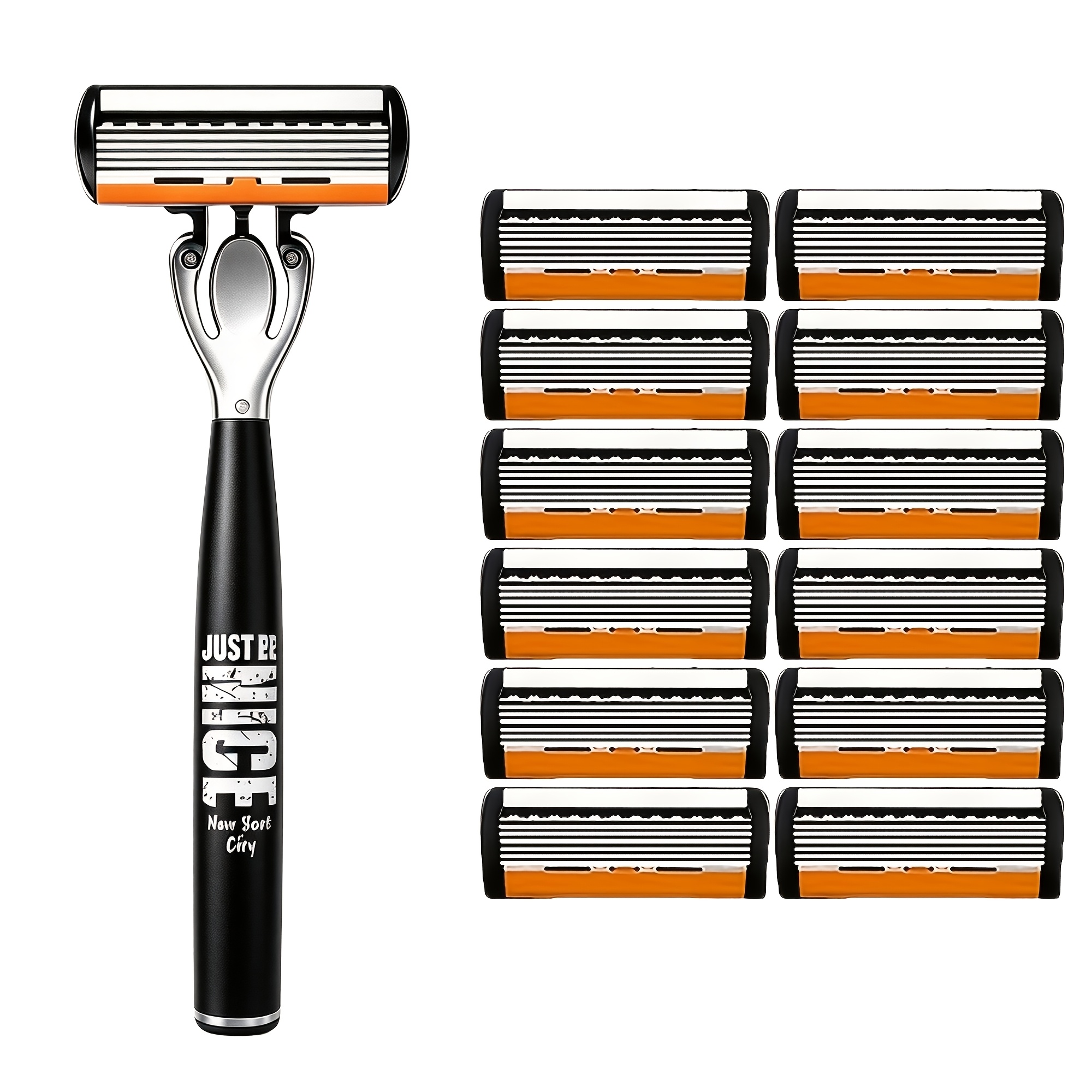 TEMU High-end 6-layer Blade Men&;s Razor Set, Non-slip Ergonomic Handle, 12/21/36/72/90 Multi-combination Replacement , Durable Stainless Steel ,