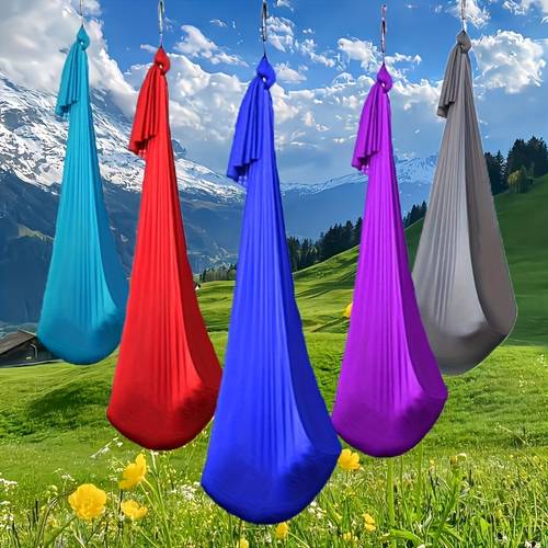 adjustable elastic hammock swing for yoga outdoor indoor use comfortable relaxation portable hanging chair for meditation breathable fabric lightweight travel friendly