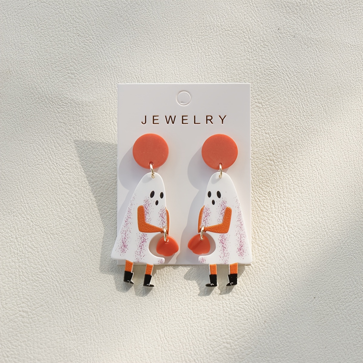 TEMU 1 Pair Of Halloween Hip-hop Style Cute Personality With Pumpkin Acrylic Pendant Earrings For Women, Holiday Party Celebration Gift