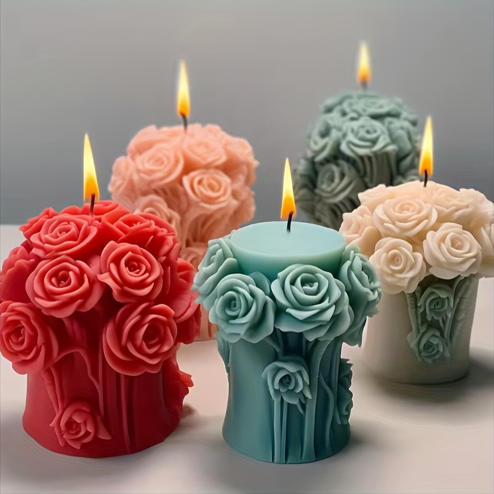 

Customization Bouquet Flower Candle Mold Valentine's Day Custom Rose Flower Soap Candle Molds For Candle Making