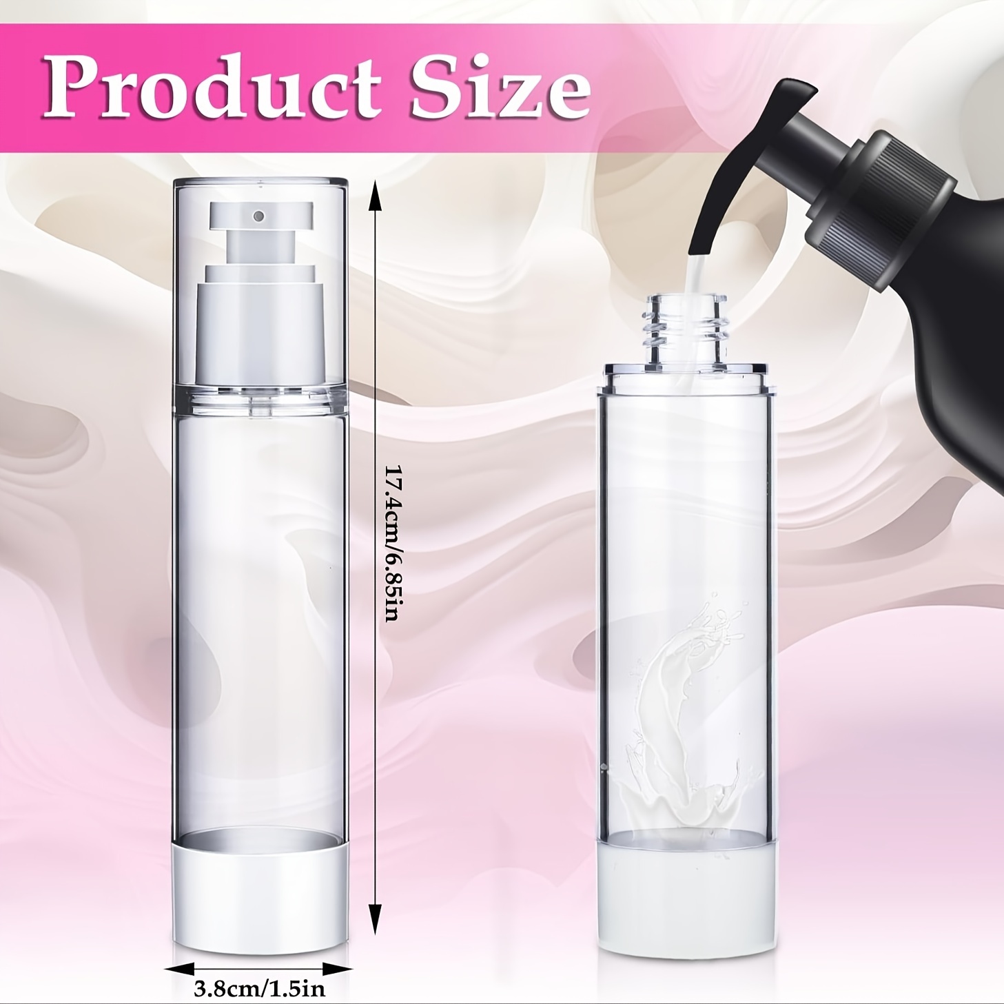

1pc Airless Pump Bottles, Clear Plastic Travel Toiletry Containers, Refillable Cosmetic Dispensers, Leak-proof Lotion Shampoo Portable Bottles For Skincare/foundation/cream