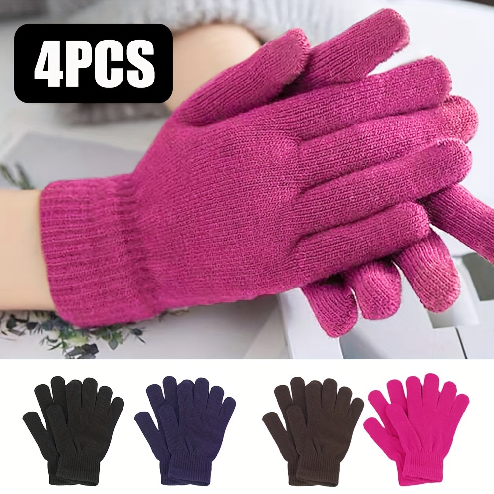 

4 Pairs Of Knit Gloves - , Universal Size, Suitable For Men And - For , Driving, , And Hiking