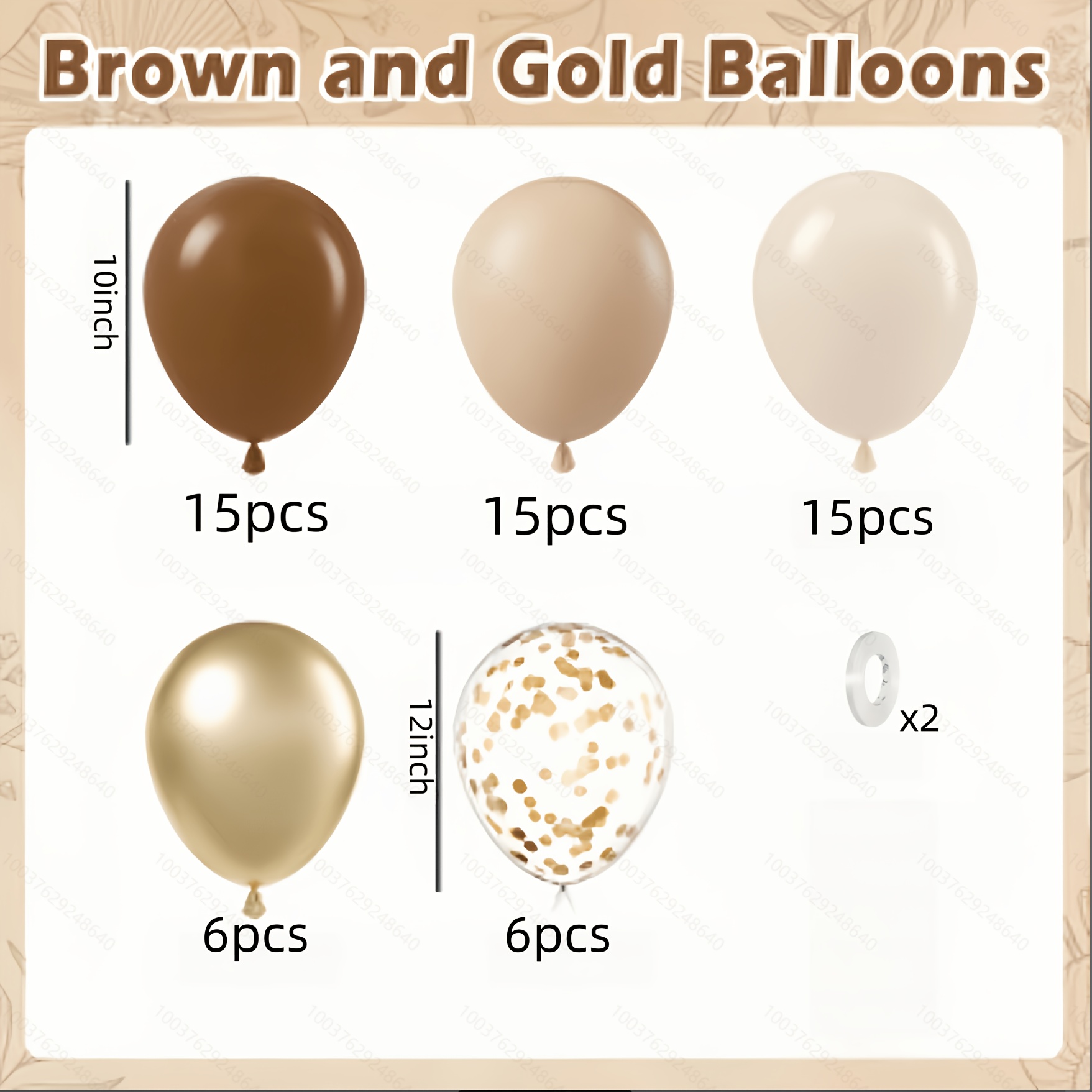 TEMU Lot de 59 ballons marron et dorés, convient pour les enterrements de vie de fille non genrés, les anniversaires, les décorations de fête