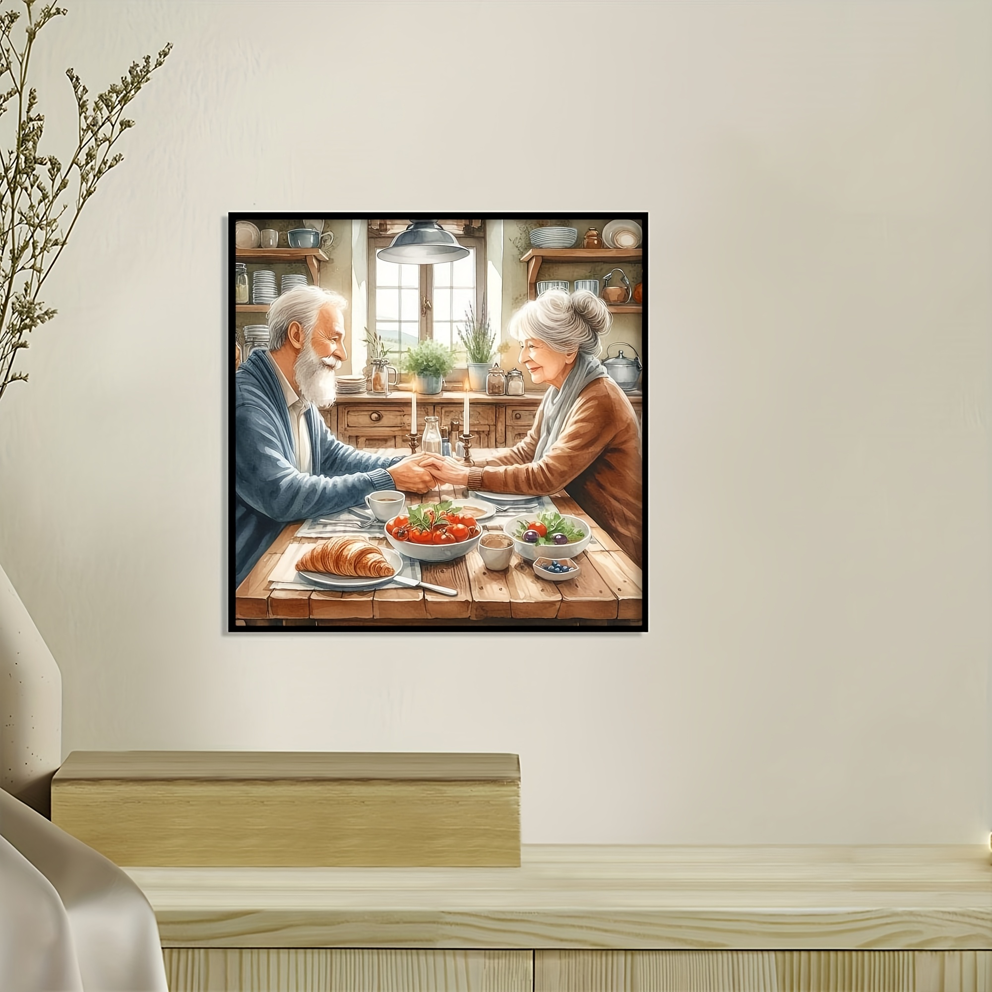 TEMU 1 Kit de Broderie à Thème Couple Âgé Créatif, Tissu 11CT Haut de Gamme pour Artisanat Décoratif, Cadeau Fait Main pour Décoration Murale Maison