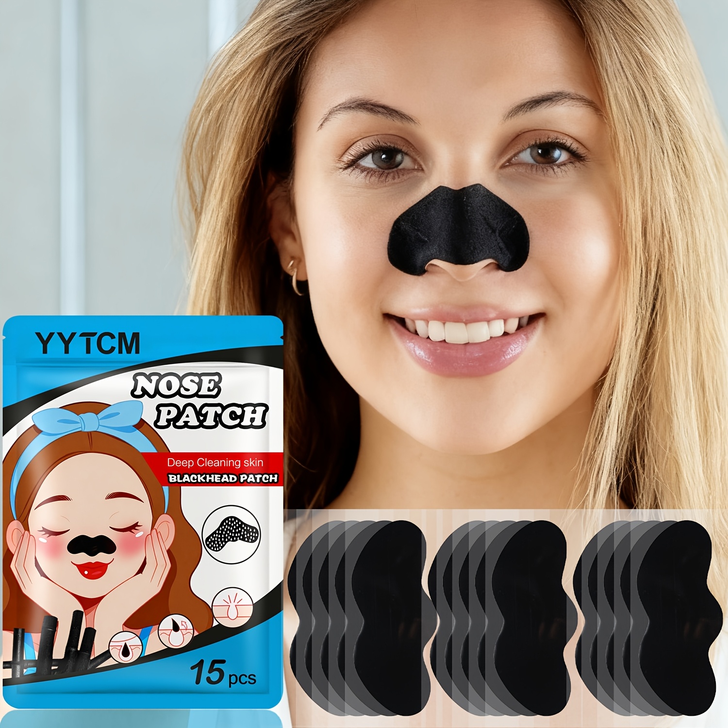 blackhead strips strong adsorption and cleaning gentle and non irritating unisex blackhead strips 15pcs bag x 1 bag