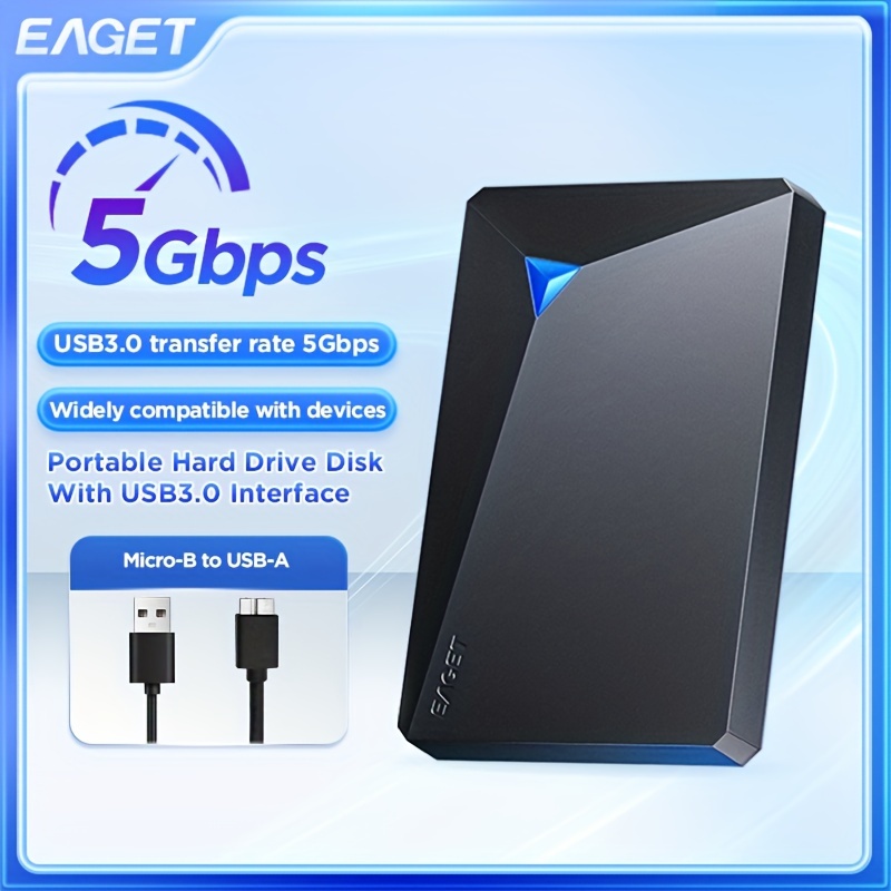 TEMU Eaget 500gb Large Storage Portable External Hard Drive, Usb 3. 0 Mechanical Hard Drive For Pc Laptop Ps4 1 Game/file/video/music Storage Expansion Backup