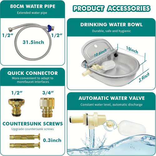 automatic water dispenser for dogs 3l automatic horse waterer bowl with float 304 stainless steel self filling dog water bowl outdoor dispenser livestock water bowl kit for chicken