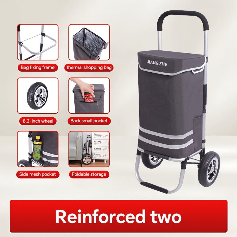 TEMU Shopping Cart, Off-road Silent Large Wheels, Foldable And Portable, Large Capacity, Constant Temperature Fresh-keeping Shopping Cart, Handling