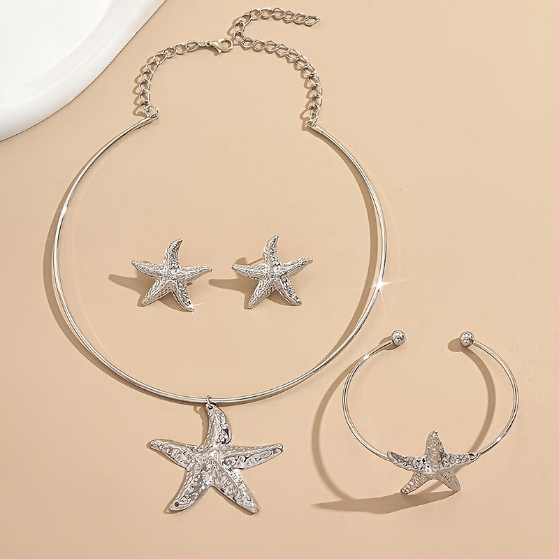 4pcs Minimalist Vacation Jewelry Set with Starfish Design