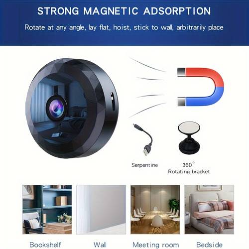 1080p hd mini security camera portable wi fi enabled surveillance cam with night vision motion detection self mount usb powered 300mah rechargeable lithium battery for indoor and outdoor use