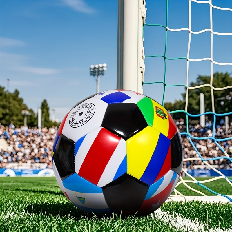 Nummer 5 Hoge kwaliteit TPU voetbal voor binnensport en buitensport, wedstrijden en entertainment - Duurzaam, dik en levendig ontwerp met kleurrijke strepen en sterren, buitenvoetbal, gestreepte voetbal, machinemade duurzaamheid